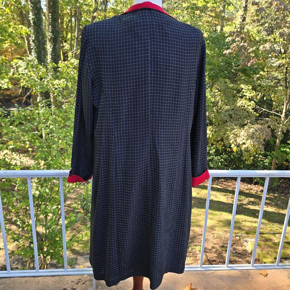 80s Wmns Perceptions Red Black Check Vtg Midi Dress Blazer Suit Set Outfit‎ 14W - Picture 5 of 10